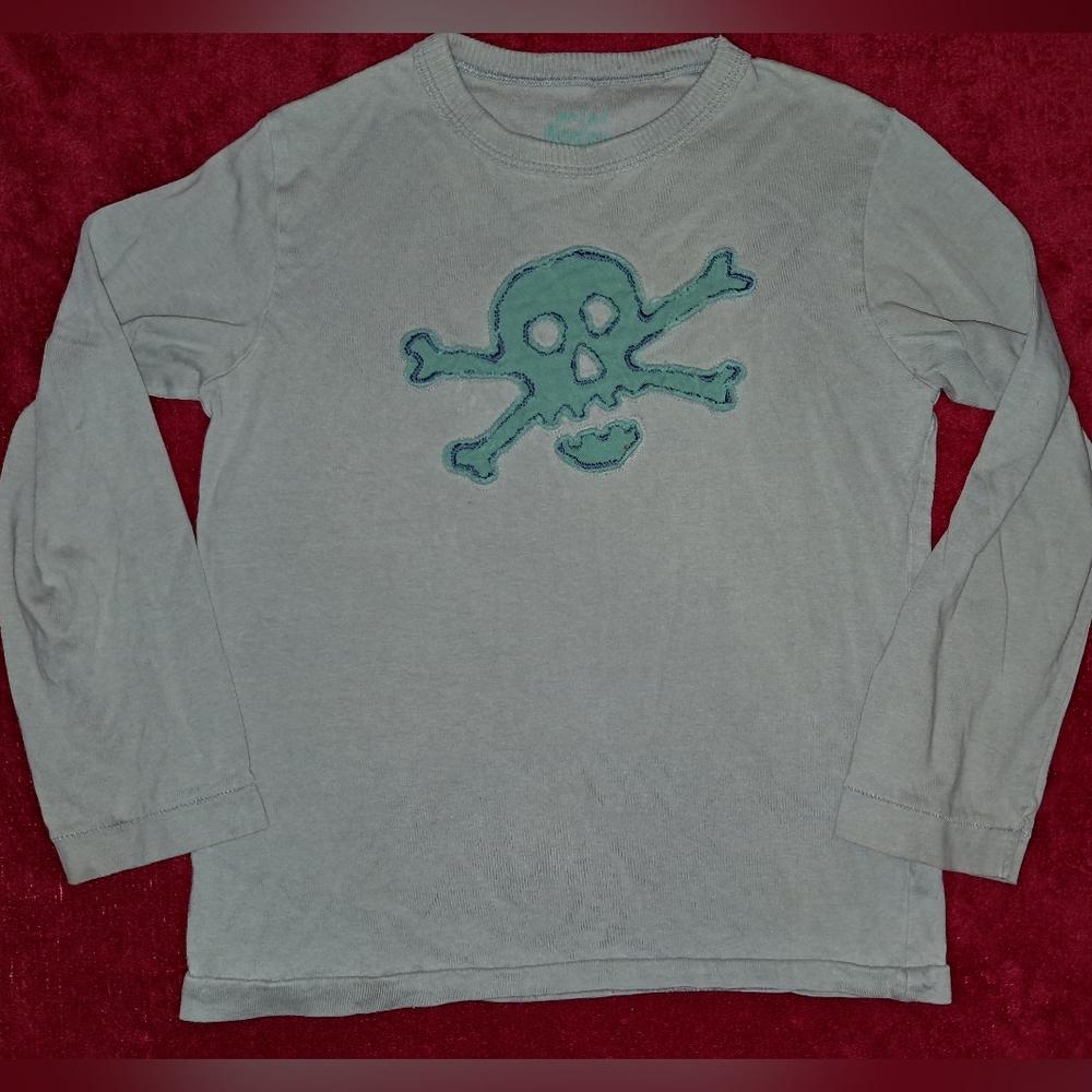 Mini Boden Long Sleeve Skull Shirt - Gray